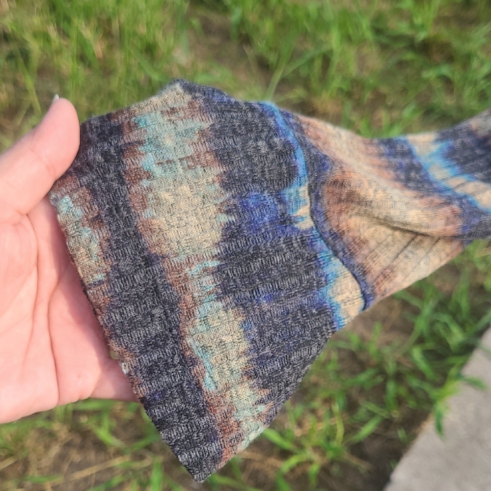 Hannah Striped Ribbed Crewneck Sweater in Blue and Brown - Picture 3 of 5